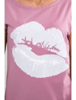 Tmavě růžová halenka s potiskem rtů