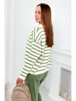 Pruhovaný sveter tmavá mäta