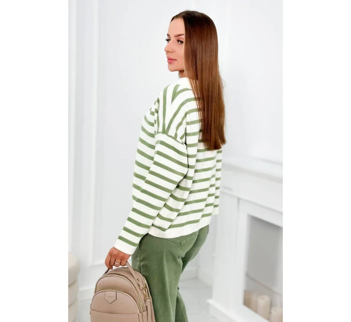 Pruhovaný sveter tmavá mäta
