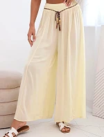 Dámske viskózové nohavice so širokými nohavicami žlté