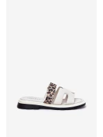 Dámské Kožené Pantofle S Zipem Leopard  Světle Béžové model 21697787 - VINCEZA