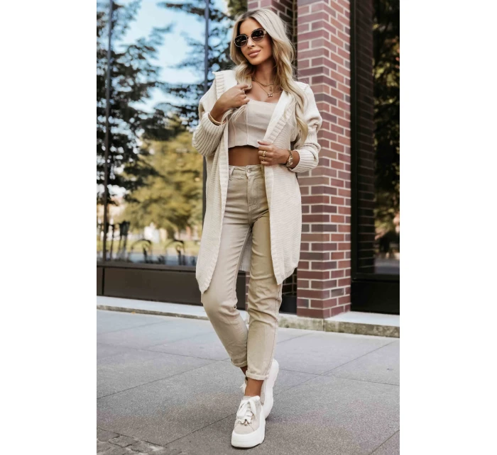 oversize svetr s kapucí a nášivkou béžový model 21382135 - numoco basic