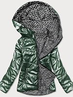 Obojstranná zelená dámska bunda s kapucňou (B9793-10)