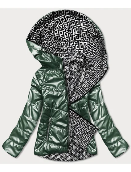 Oboustranná zelená dámská bunda s kapucí model 17099279 - S'WEST Oboustranná zelená dámská bunda s kapucí model 17099279 - S'WEST