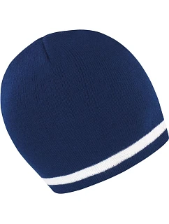 Result Headwear R 368X Pletená čiapka s kontrastnými pruhmi 28.368X tmavomodrá/biela