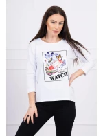 Halenka s grafikou 3D Watch bílá Halenka s grafikou 3D Watch bílá