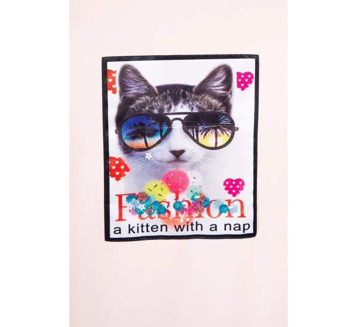 3D mačacie grafické šaty púdrovo ružové 3D mačacie grafické šaty púdrovo ružové