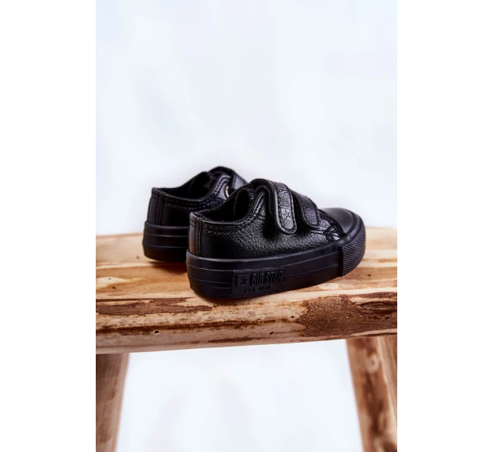 Dětské kožené tenisky na suchý zip BIG STAR model 21594872 Černá - Big Star Shoes