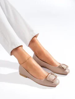 Komfortné hnedé dámske baleríny bez podpätku