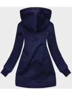 Tmavomodrá dlhá dámska mikina na zips (AMG815)