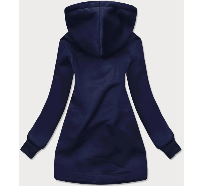 Tmavomodrá dlhá dámska mikina na zips (AMG815)