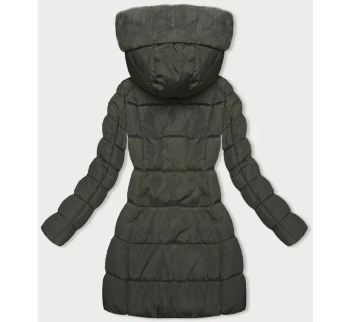 Zimná bunda v khaki farbe s kapucňou (2M-231)