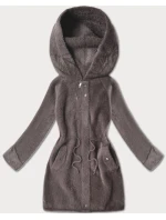Bunda z kakaovej vlny alpaka s kapucňou (W214#) Bunda z kakaovej vlny alpaka s kapucňou (W214#)