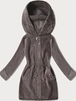 Bunda z kakaovej vlny alpaka s kapucňou (W214#)