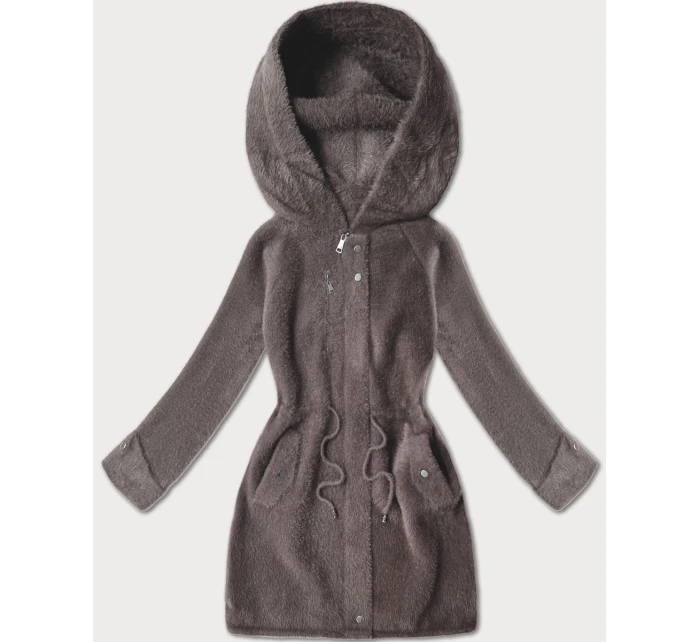 Bunda z kakaovej vlny alpaka s kapucňou (W214#) Bunda z kakaovej vlny alpaka s kapucňou (W214#)