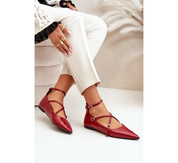 Dámské baleríny se a pásky bordové model 21670189 - Boto Dámské baleríny se a pásky bordové model 21670189 - Boto