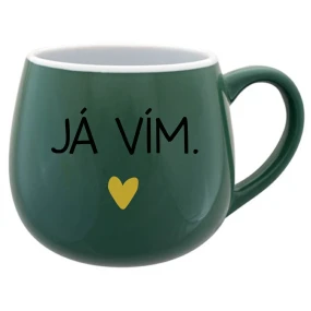 JÁ VÍM. - zelený keramický hrníček 300 ml