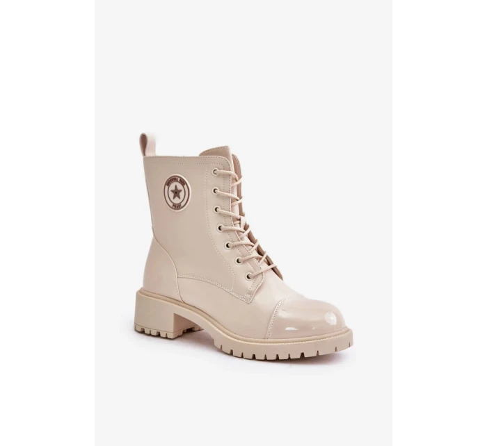 Dámske členkové šnurovacie topánky 089 model 201747 Ecru - Super Me Dámske členkové šnurovacie topánky 089 model 201747 Ecru - Super Me