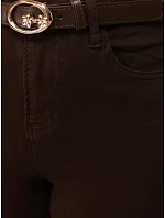Jeansy damskie z wysokim stanem i paskiem brązowe model 22358254 - FashionStreet