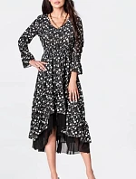 Ann Gissy Vzdušné šaty s lemovanou spodnou časťou čierne (DLY017)