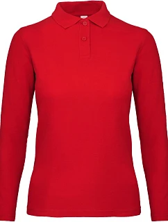 B&C ID.001 LSL /women Dámske polo tričko s dlhým rukávom z piké 01.0I13 červené