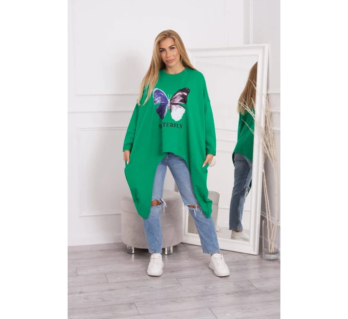 Oversize halenka s potiskem světle zelená Oversize halenka s potiskem světle zelená