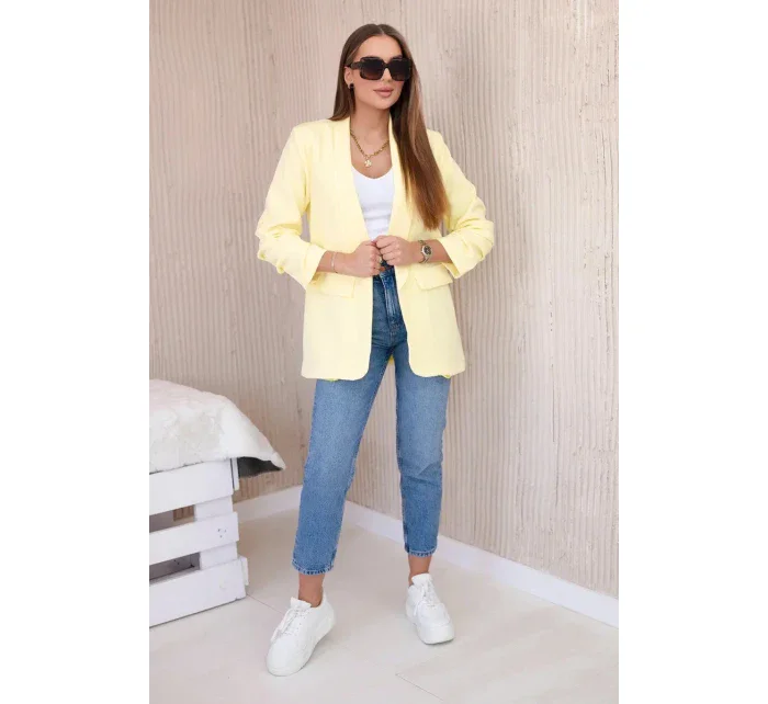 Bunda s klopami elegantná žltá Bunda s klopami elegantná žltá