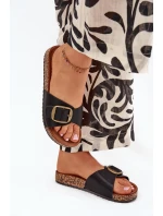 Dámské sandály na korkové platformě s přezkou černé model 21704221 - Boto