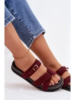 Dámské pantofle s pásky a zlatým přezkou Bordó model 21954639 - Boto