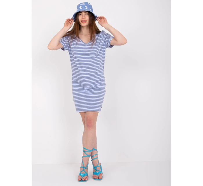 Šaty D16054M30315A bielej a modrej