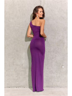 Dámske spoločenské šaty SUK0274 tmavo fialová ligot - Roco Fashion