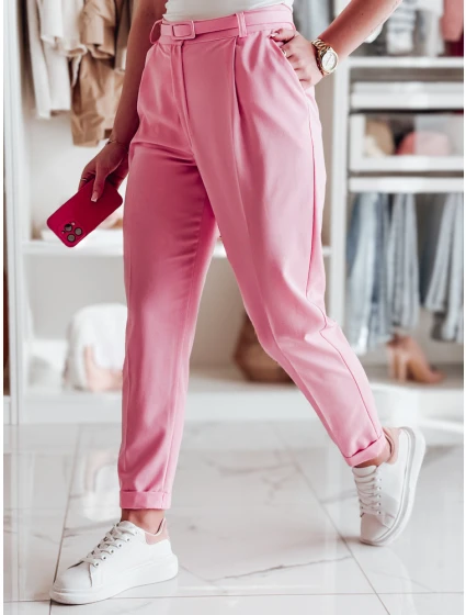 Ležérní dámské plisované kalhoty s páskem pink Dstreet model 21985778 - FashionStreet