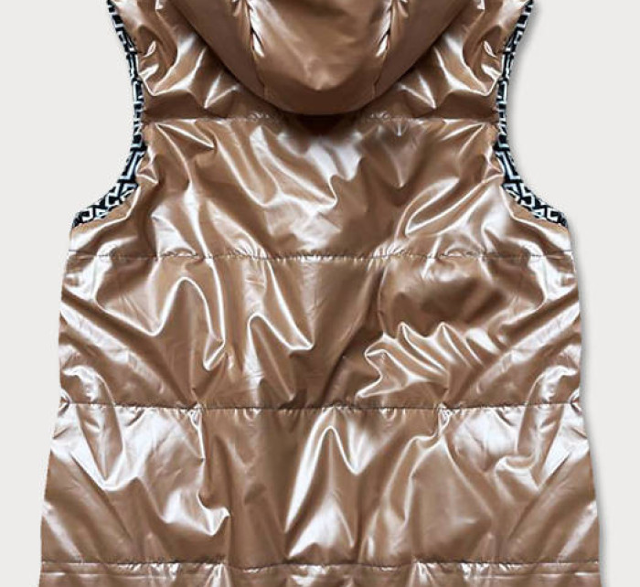 Svetlo hnedá dámska rozšírená obojstranná vesta (B8006-46)
