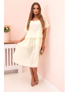 Dámské bavlněné šaty s volným střihem žlutý