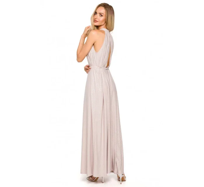 M721 Maxi šaty bez rukávov - šampanské