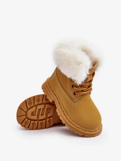 Dětské boty Trappers na zip s kožešinou Camel Gerande