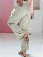 Dámské kalhoty s širokými nohavicemi khaki Dstreet model 21987413 - FashionStreet
