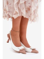 Eleganckie Szpilki Z Ozdobą Eko Skórzane Białe Ottoles