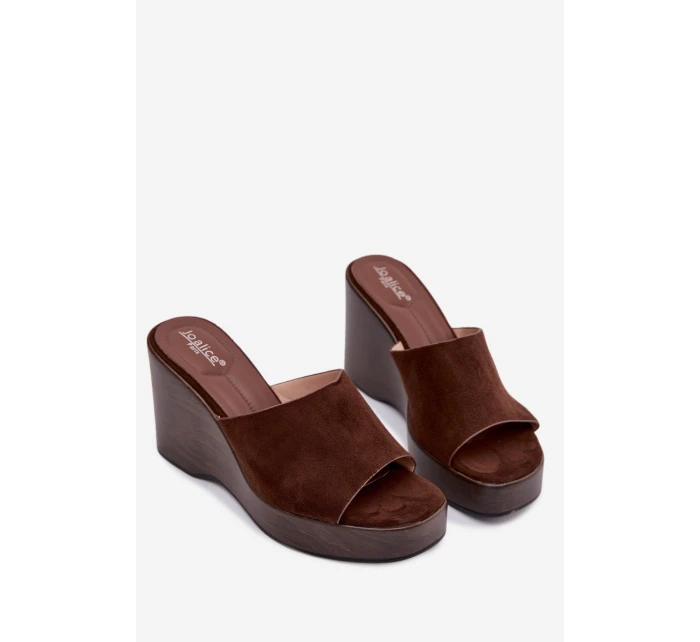 Ženské pantofle na platformě čokoládové Ravelia Ženské pantofle na platformě čokoládové Ravelia