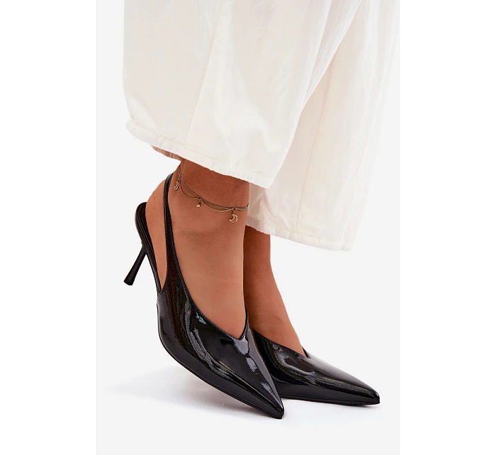 Lakované Podpatky Sandály Z Eko Kůže Černé model 22122862 - Boto