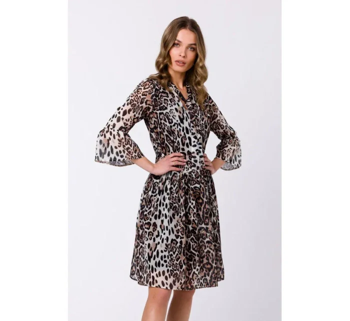 S337 Šifónové šaty s viazaným výstrihom - model 2 S337 Šifónové šaty s viazaným výstrihom - model 2