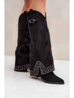 Kozačky S Svrškem Na Podpatku Černé model 21681450 - Boto
