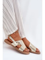 Dámské Ploché Sandály S Dekorativním Detalem model 21697239 Zlaté - VINCEZA