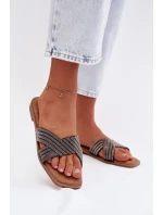 Dámské ploché nazouváky se štrasem Černé Zinnia