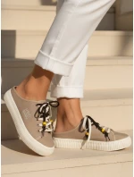 Dámske tenisky na platforme s ozdobnými korálkami béžovej farby ZY1406 Dámske tenisky na platforme s ozdobnými korálkami béžovej farby ZY1406