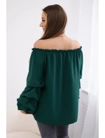 Španielska blúzka s ozdobnými rukávmi tmavozelená Španielska blúzka s ozdobnými rukávmi tmavozelená