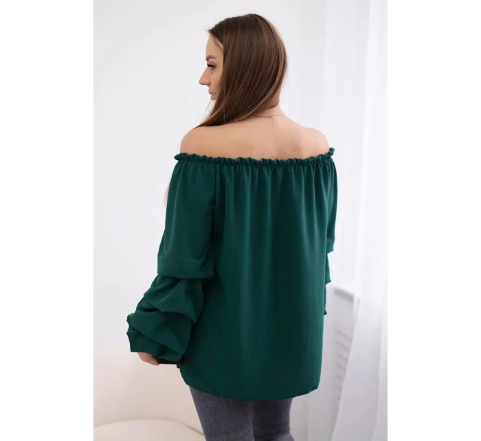 Španielska blúzka s ozdobnými rukávmi tmavozelená Španielska blúzka s ozdobnými rukávmi tmavozelená