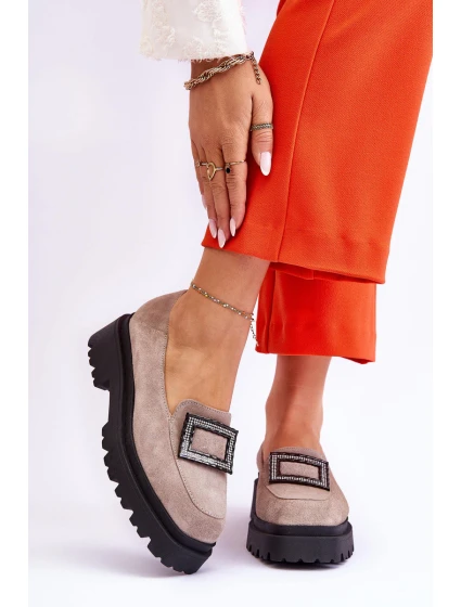 Wygodne Zamszowe Mokasyny Beżowe Agathe Wygodne Zamszowe Mokasyny Beżowe Agathe