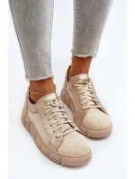 Damskie Skórzane Półbuty Maciejka 05850-22 Jasnobeżowe