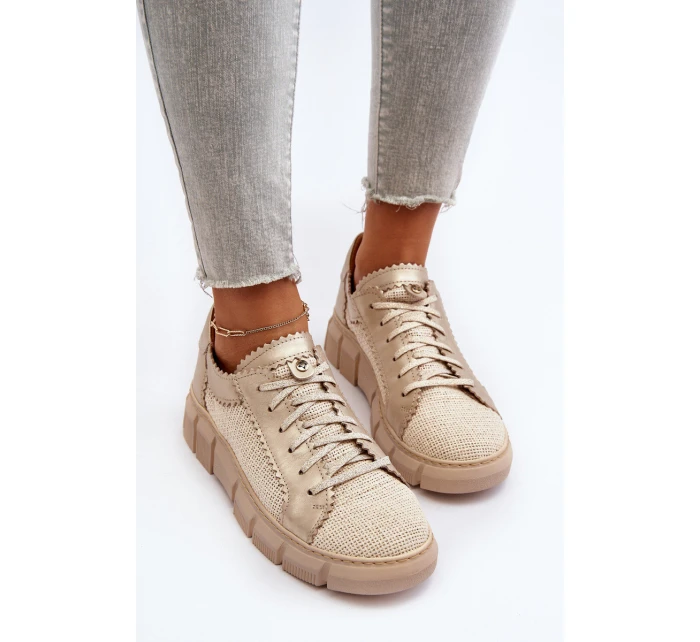 Damskie Skórzane Półbuty Maciejka 05850-22 Jasnobeżowe